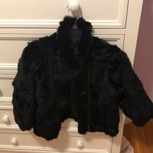 Girls Adrianne Landau real fur crop jacket